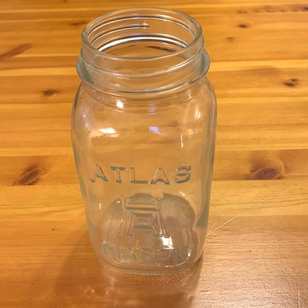 FREE WITH PURCHASE******* Hazel Atlas Mason Clear Glass Canning Jar